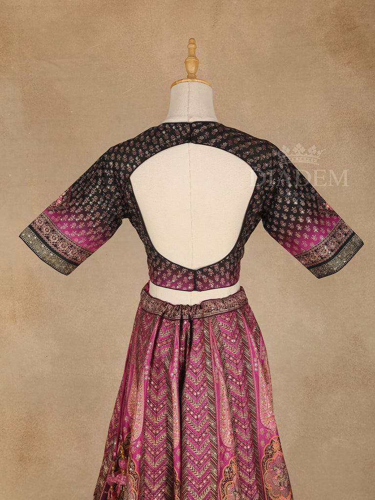 Dark Pink Floral Designs
 Lehenga