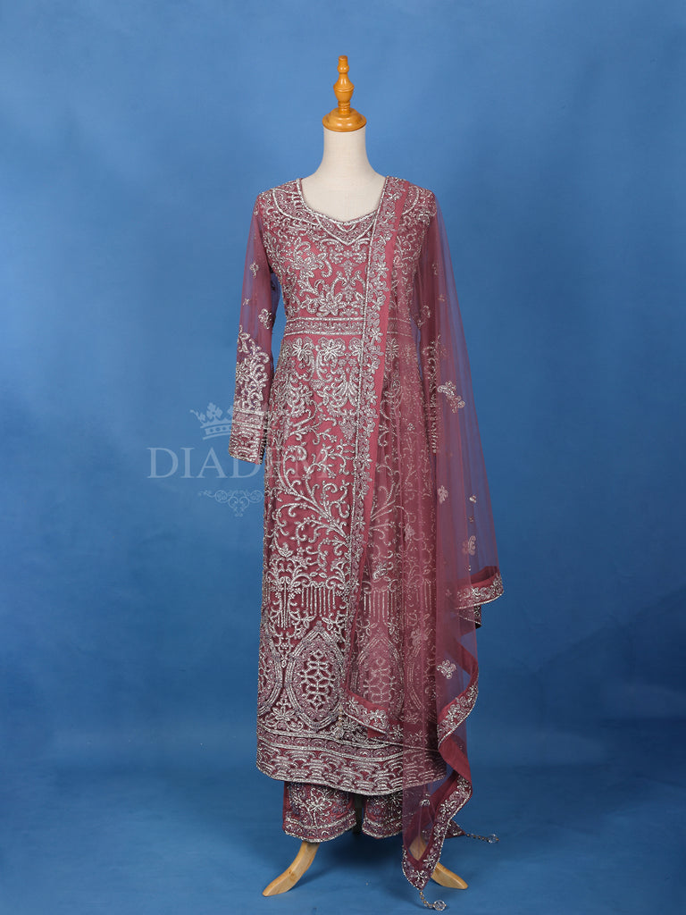 Dark Pink Floral Embroidery Salwar