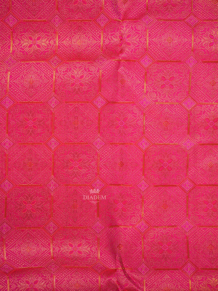 Dark Pink Kanchipuram Silk Saree Floral