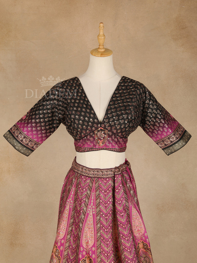 Dark Pink Lehenga with Floral