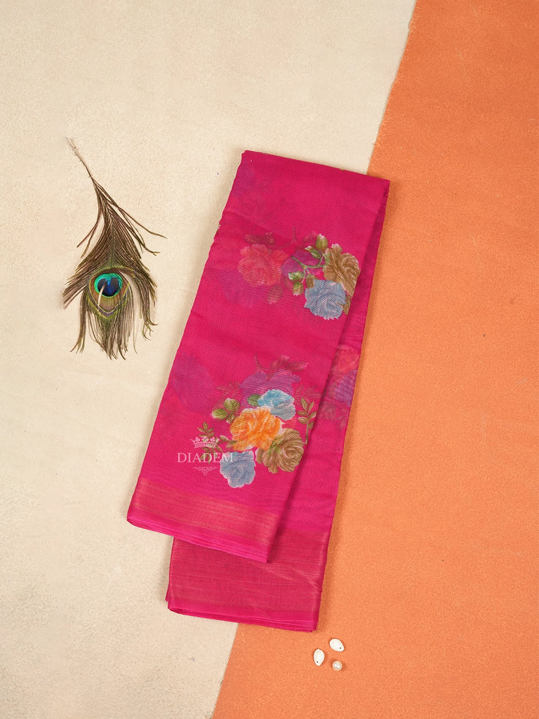 Dark Pink Linen Cotton Saree