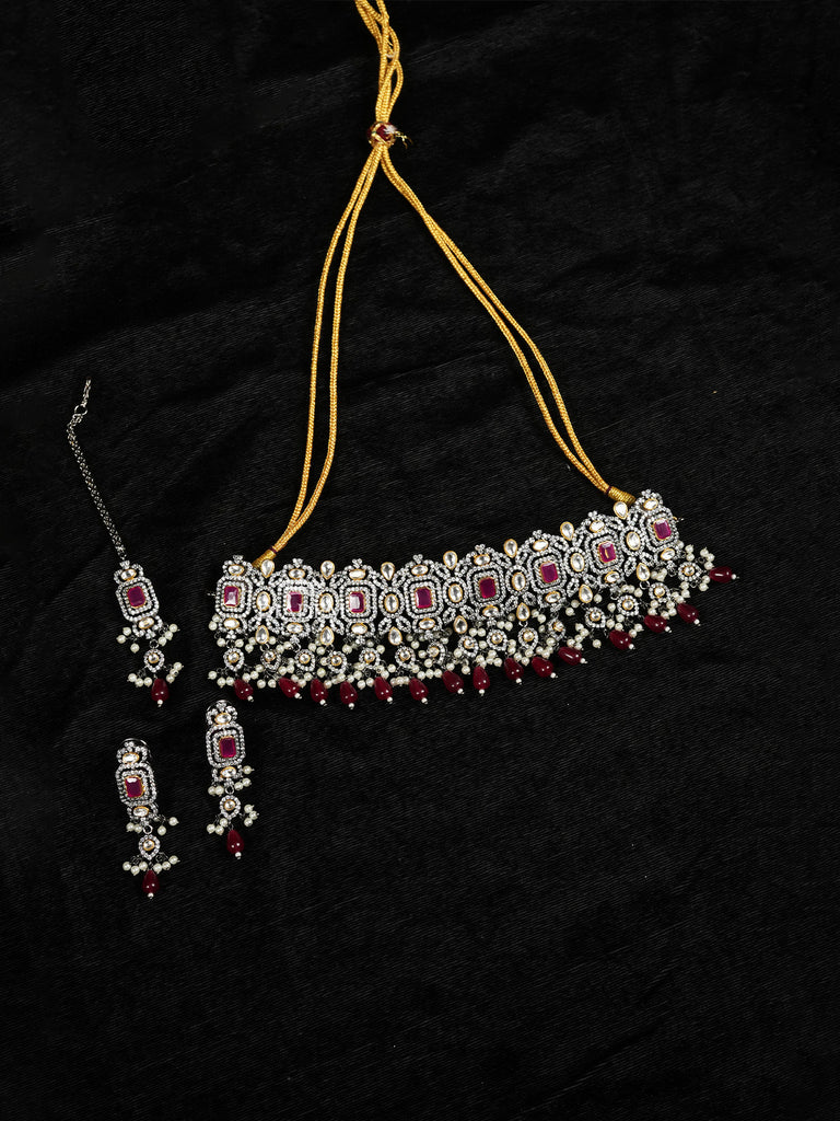 Dark Pink Necklace Set