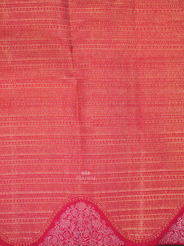 Dark Pink Kanchipuram Silk Saree Stripes Pattern