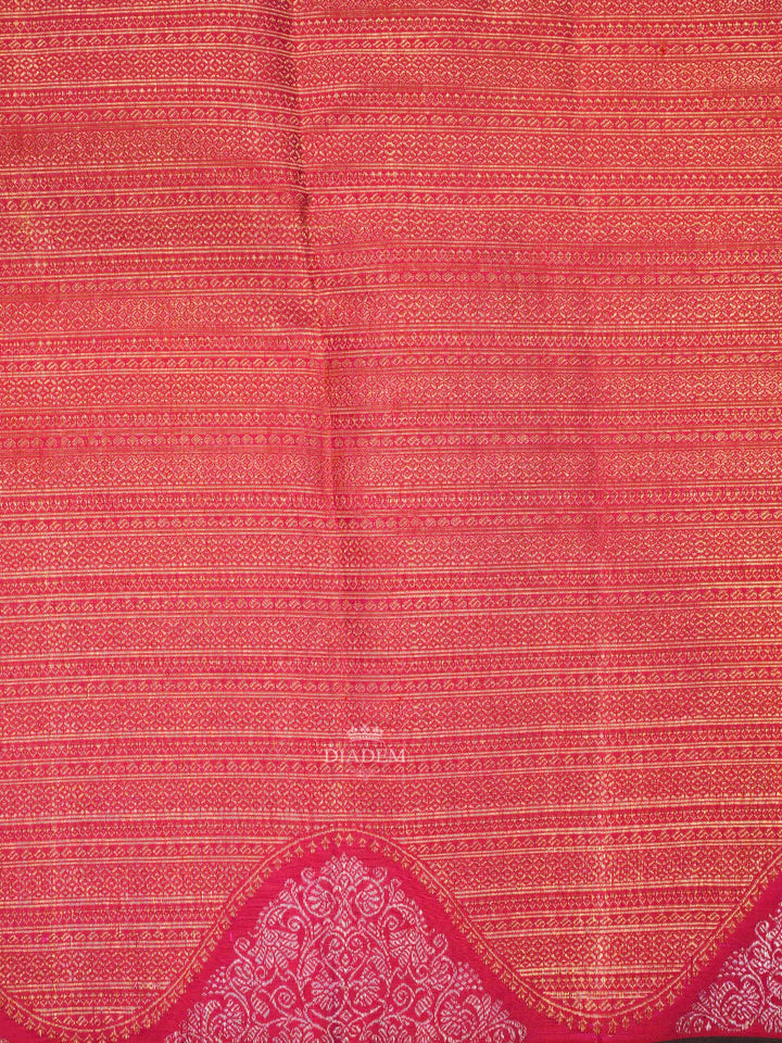 Dark Pink Kanchipuram Silk Saree Stripes Pattern