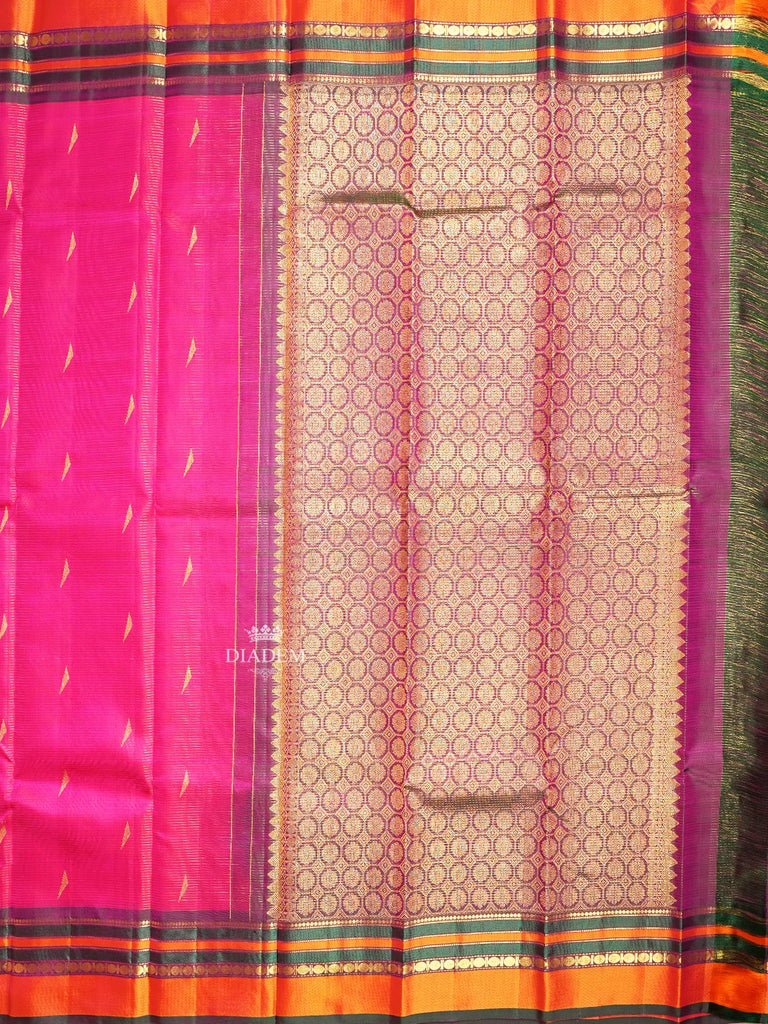 Dark Pink Kanchipuram Silk Saree with Vaira