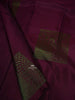 Dark Purple Pure Kanchipuram Silk Saree with Floral and Paisley Design on the Body and without Border - Diadem