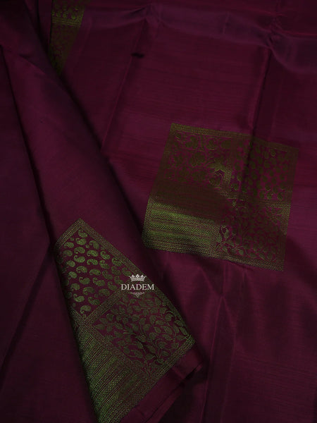 Dark Purple Kanchipuram Silk Saree Floral