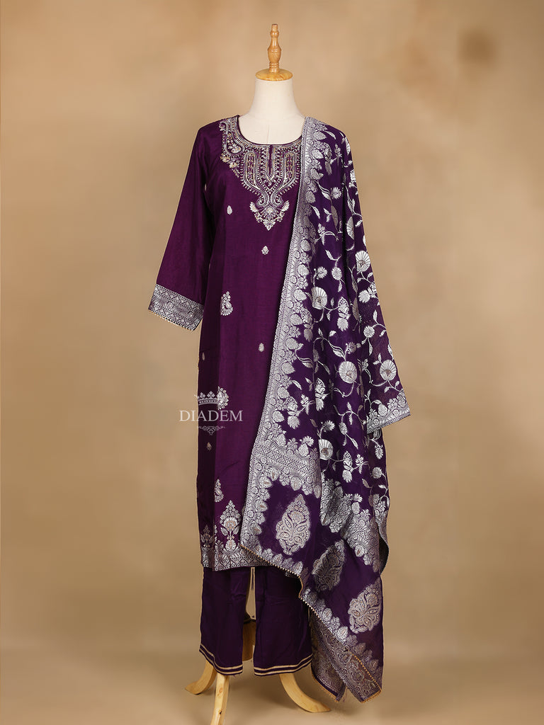 Dark Purple Straight Cut Salwar