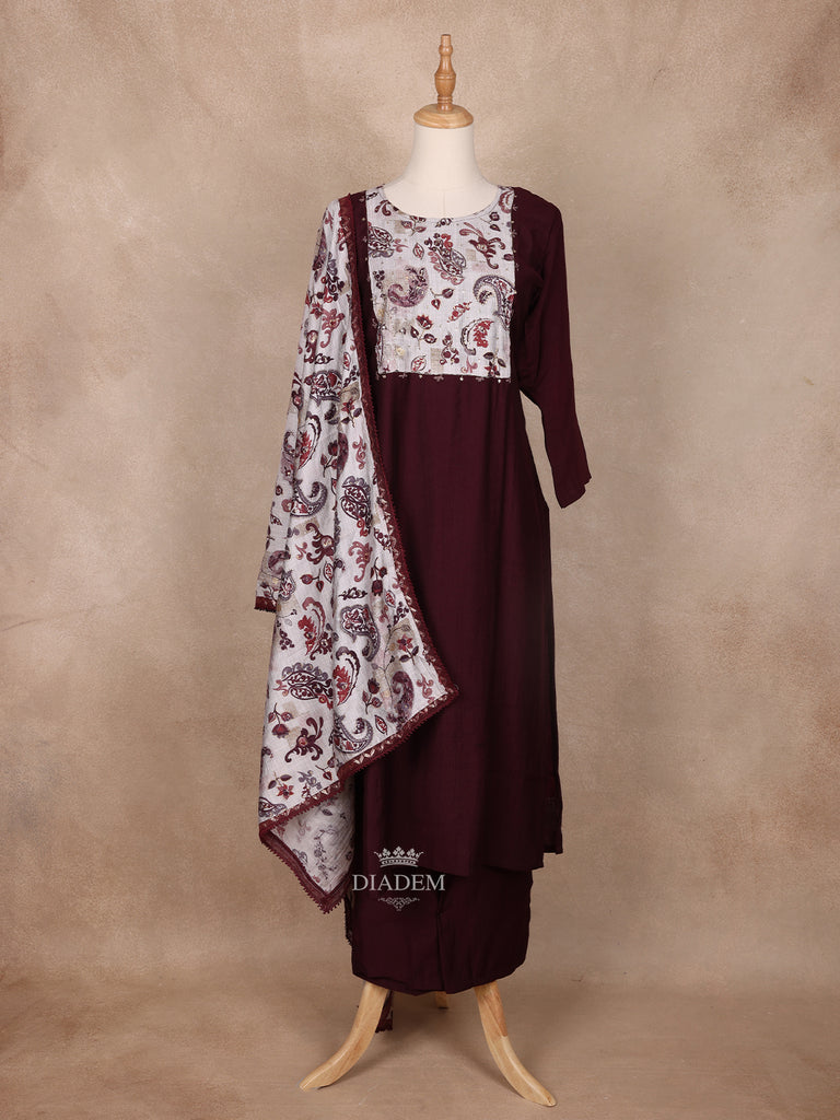 Dark Red Cotton Paisley Designed Salwar