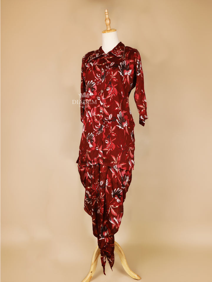 Dark Red Floral Salwar