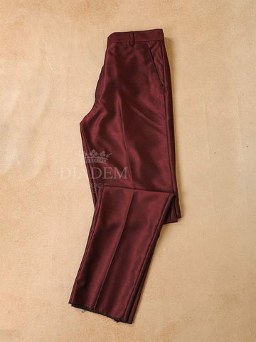 Dark Red Solid Jodhpuri Men's Suit - Diadem