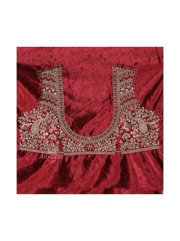 Dark Red Lehenga With Dupatta And Floral