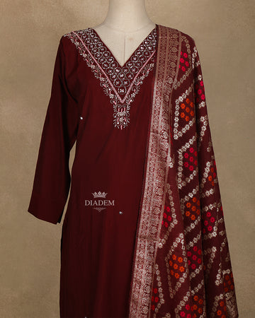 Dark Red Straight Cut Salwar Suit