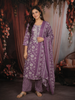 Light Purple Floral Printed Design Cotton Straight Cut Salwar Suit with Dupatta