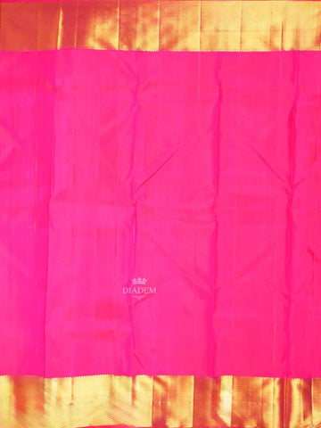 Dark Pink Pure Kanchipuram Silk Saree with Diamond and Floral Design on the Body and with Designed Border - Diadem