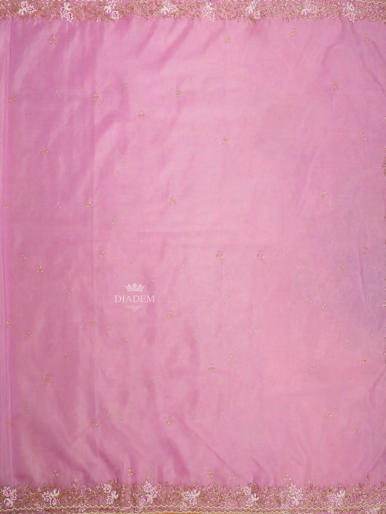 Designed Border Onion Pink Organza Saree