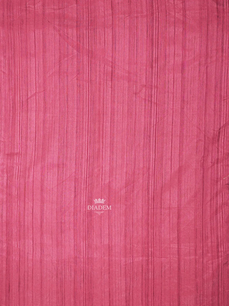 Designed Border Pink Cotton Saree Mirror 