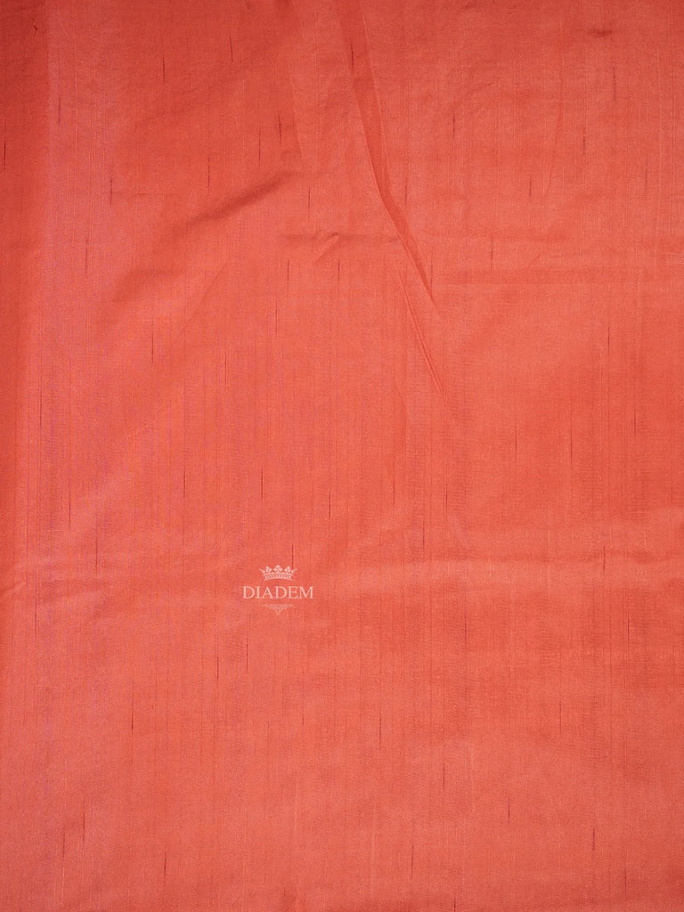 Designed Floral Border Orange Tussar Silk