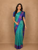 Aqua Green Brocade Woven Design Pure Kanchipuram Silk Saree