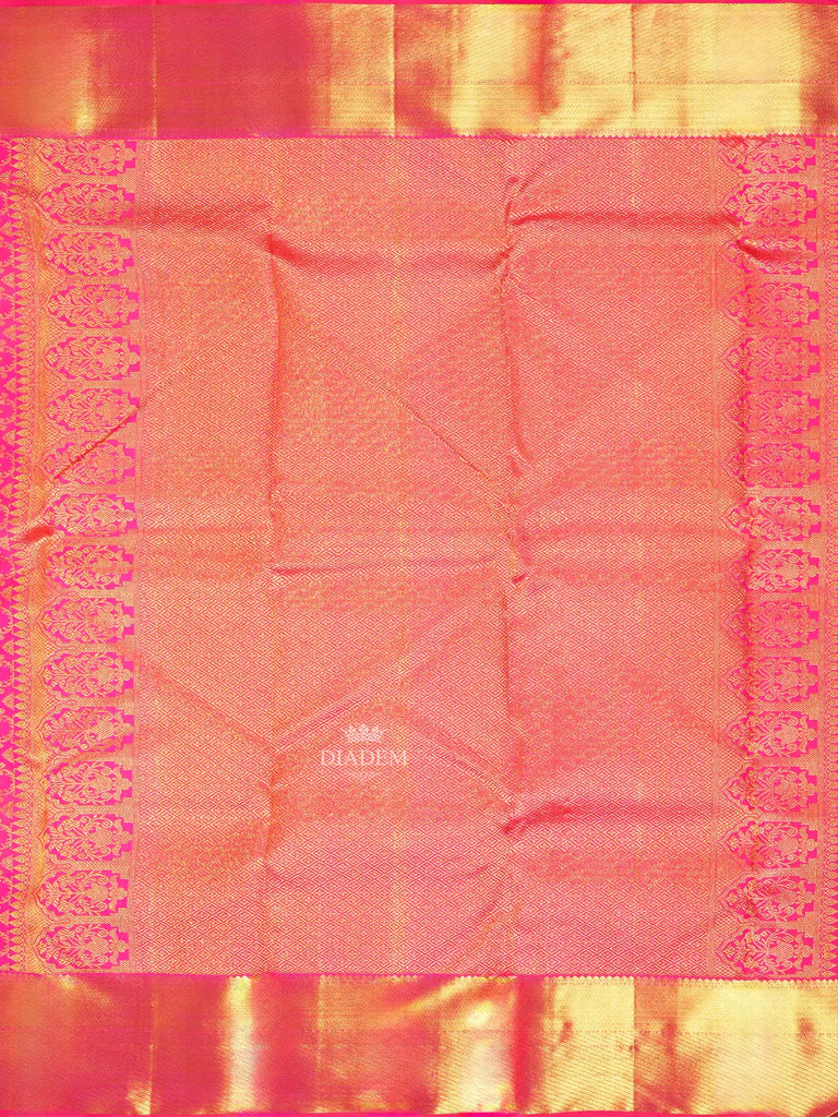 Diamond and Floral Design Dark Pink Pure Kanchipuram