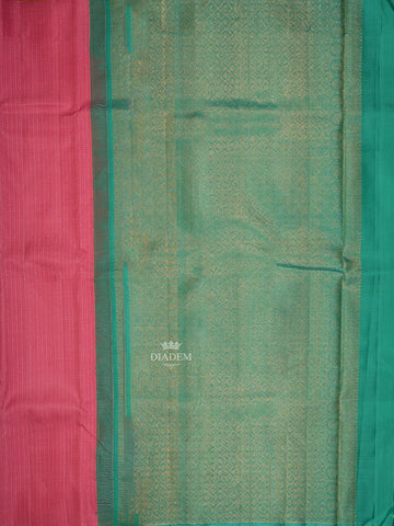 Dotted Stripes Pink Pure Kanchipuram Silk