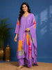 Lavender Floral Designed Semi Silk Straight Cut Salwar Suit