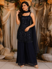 Deep Navy Blue Heavy Sequins Embroidered Design Net Palazzo Suit  with Choker Dupatta