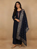 Black Floral Designed Cotton Salwar Suit