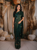 Bottle Green Floral Woven Design Pure Tussar Saree with Zari Border