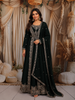 Bottle Green Floral sequins and Zardozi Embroidered Design Georgette Mastani  Gown with Dupatta