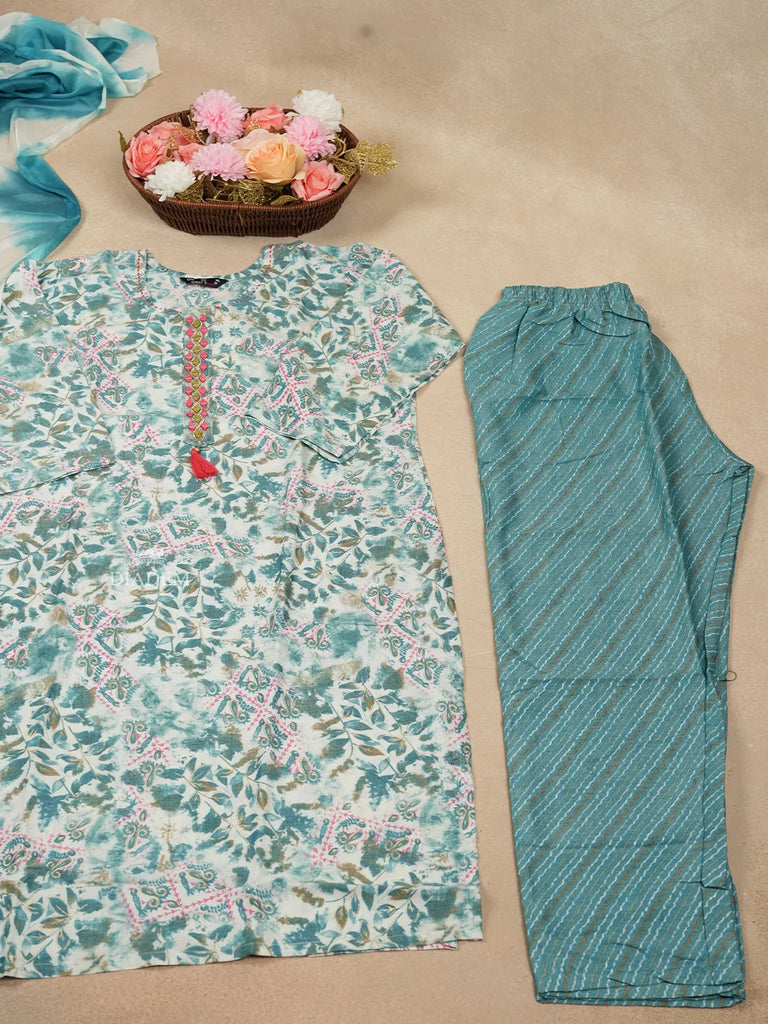 Embellished With Threads Mint Suit