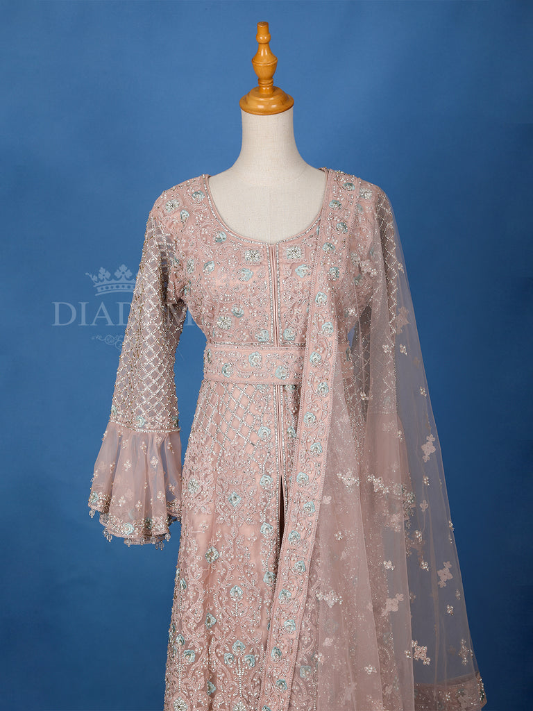 Light Peach Embroidered Anarkali Salwar Suit