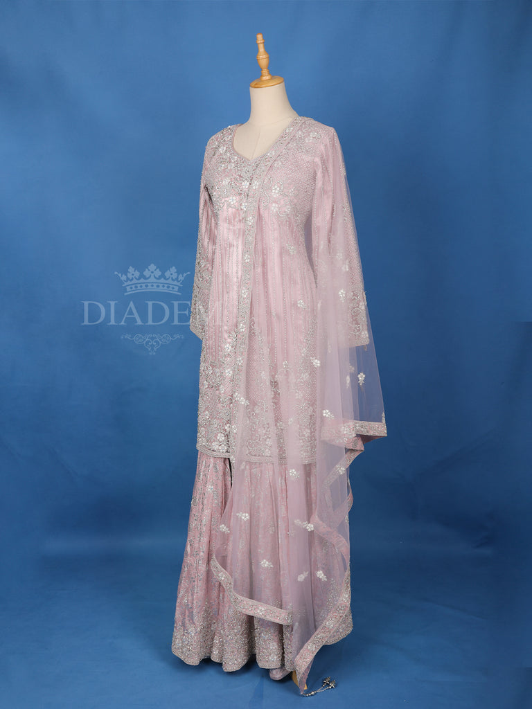 Embroidered Sharara Salwar Pink