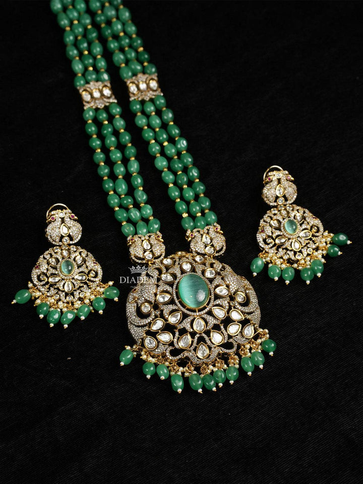 Light Green Emerald Majesty Necklace and Earrings Set - Diadem