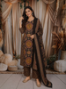 Choco Brown Traditional Printed Design Cotton Straight Cut Salwar Suit with Dupatta