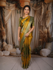 Golden Yellow Floral Zari Woven Design Tissue Silk Fancy Saree with Contrast Zari Border