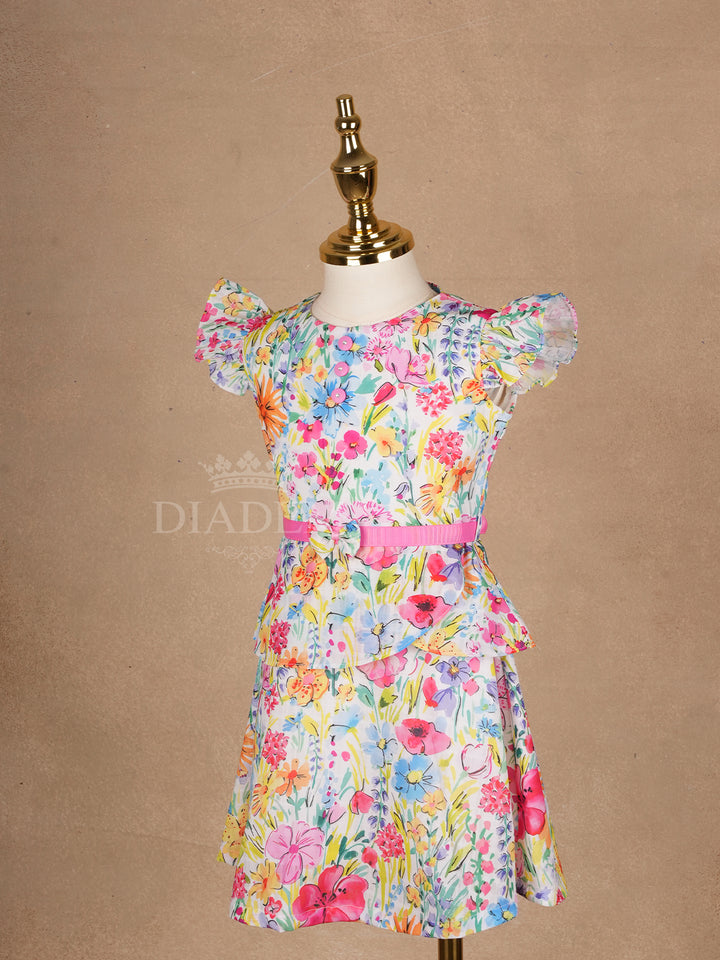 Floral Cap Sleeve Frock