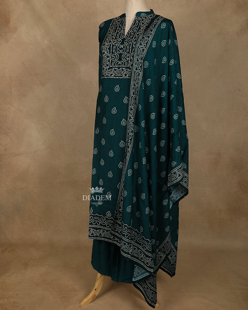 Floral Designed Dark Green Salwar Suit