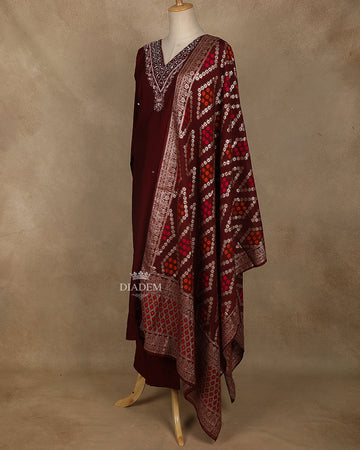 Floral Designed Dark Red Salwar Suit