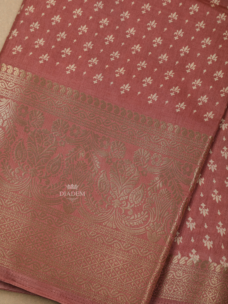 Floral Designed Onion Pink Chanderi Silk