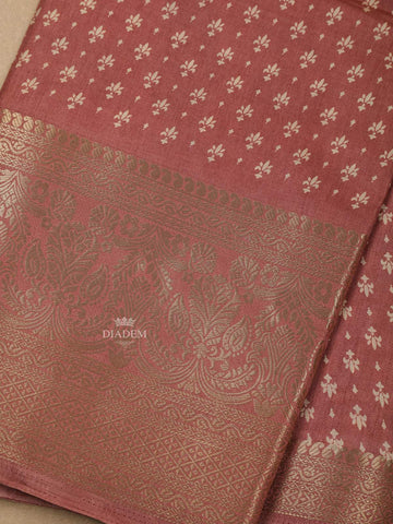 Onion Pink Floral Designed Chanderi Silk Saree - Diadem