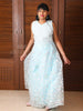 Sky Blue Floral Designed Lehenga - Diadem