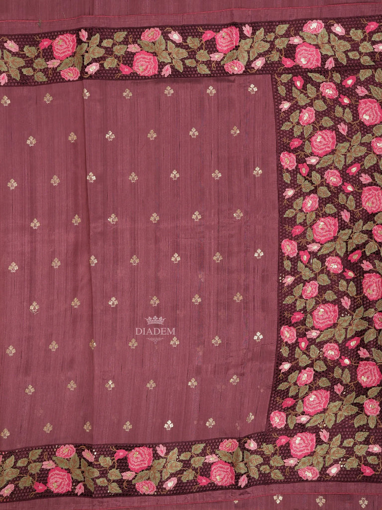 Floral Designs Magenta Tussar Silk