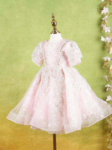 Floral Designs Pale Pink Net Gown