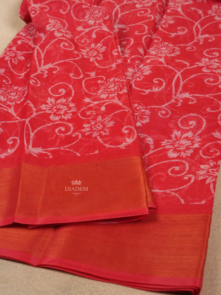 Floral Designs Pink Saree