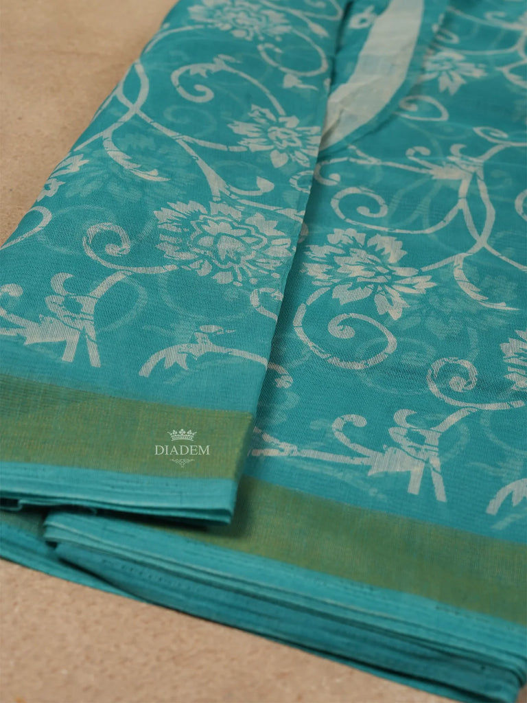 Floral Designs Sky Blue Sarees