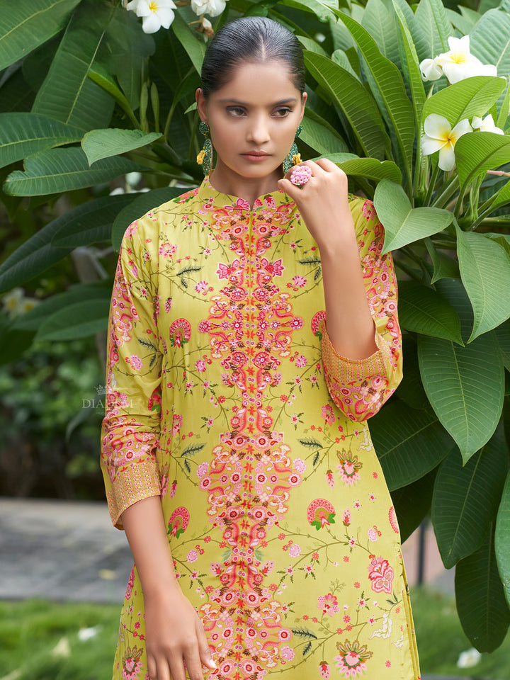 Floral Embroidered Crepe Palazzo Suit