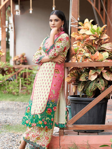 Ivory Floral Embroidered Crepe Palazzo Salwar Suit - Diadem