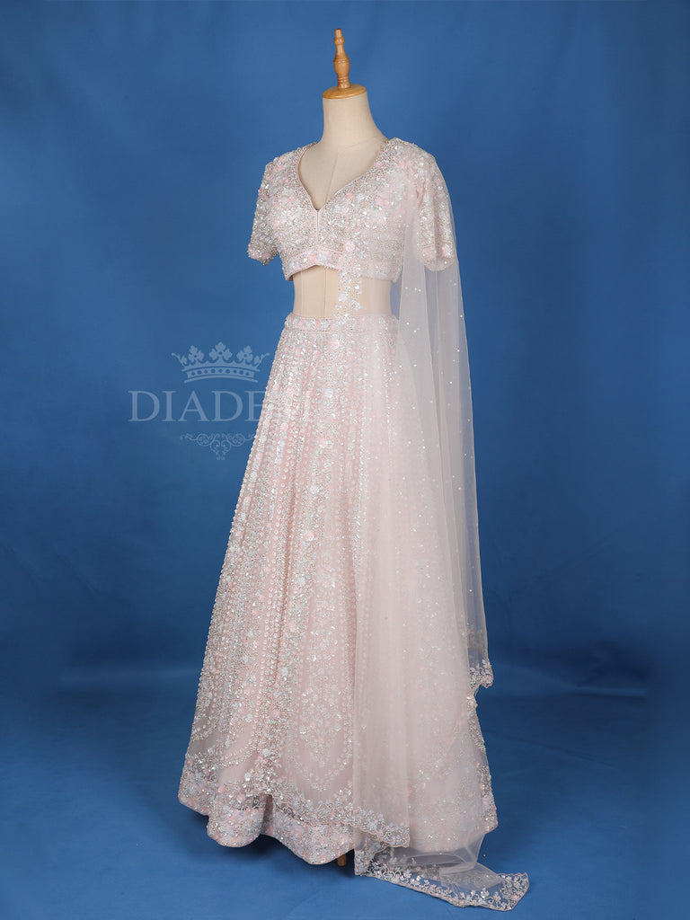 Floral Embroidered Lehenga Pastel Pink