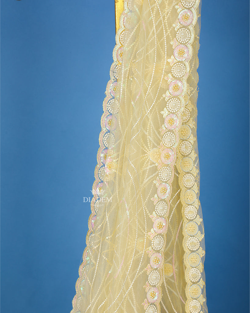 Floral Embroidery Designed Pale Yellow